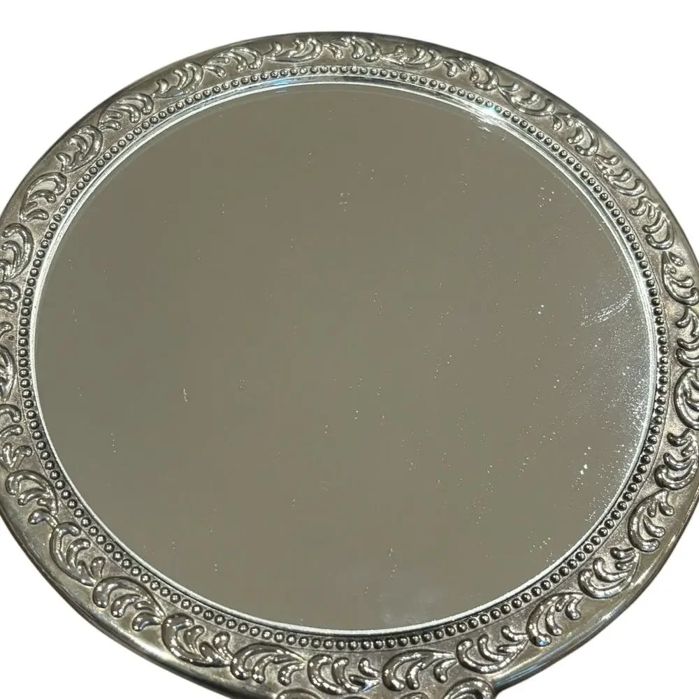 Vintage Silver Plated Vanity Set Heavy Repoussé Floral Mirror Brush Comb